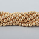 8mm Round Lava Beads LIGHT GOLD Aromatherapy Beads, Perfume Diffuser Essential Oil, full strand 46 beads gem0124
