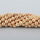 6mm Round Lava Beads LIGHT GOLD Aromatherapy Beads, Perfume Diffuser Beads, Essential Oil Beads, full strand 60 beads gem0127