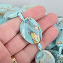35mm Blue Agate OVAL TWIST Beads, Robin Egg Blue Gemstone Beads full strand gem0135