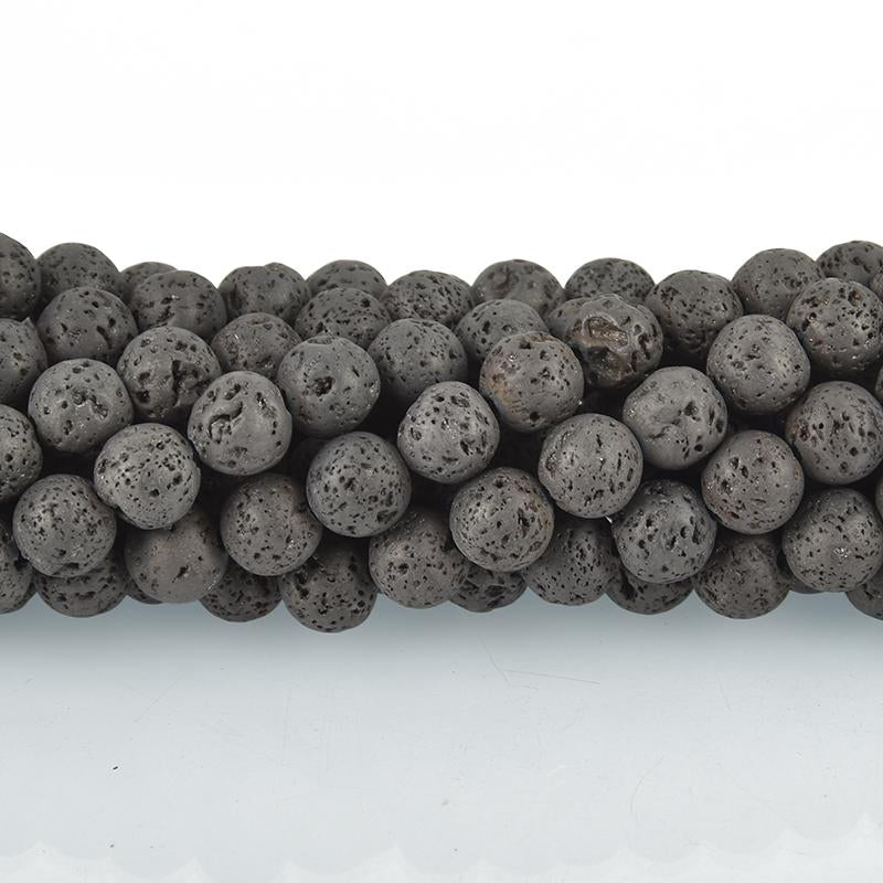 8mm LAVA Beads GUNMETAL Aromatherapy Beads, Perfume Diffuser Essential Oil full strand 47 beads gem0141