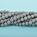 8mm LAVA Beads SILVER GRAY Aromatherapy Beads, Perfume Diffuser Essential Oil full strand 47 beads gem0142