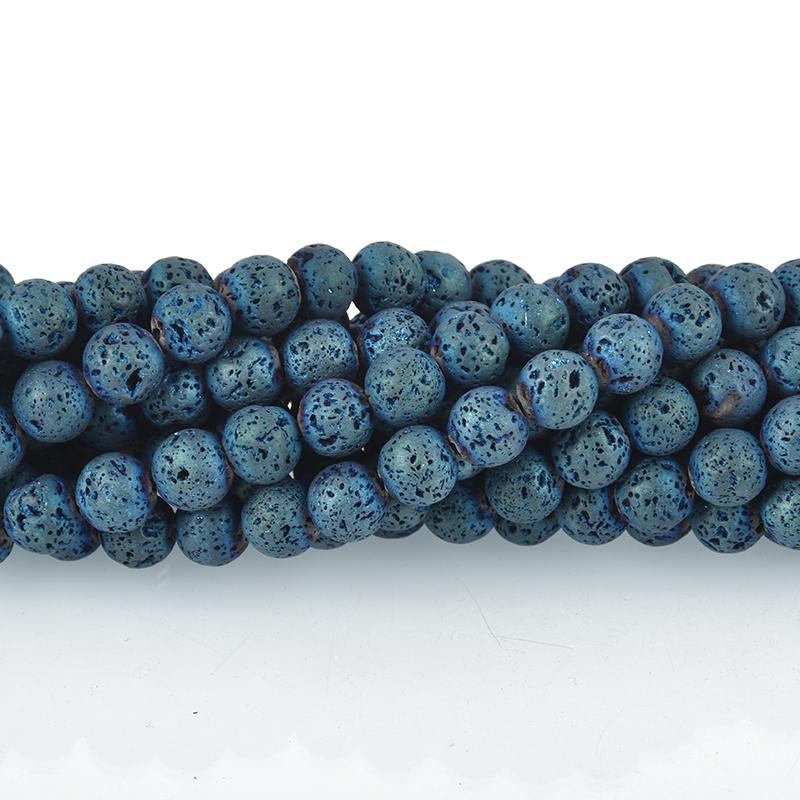 8mm LAVA Beads DENIM BLUE Iris Aromatherapy Beads, Perfume Diffuser Essential Oil full strand 47 beads gem0143