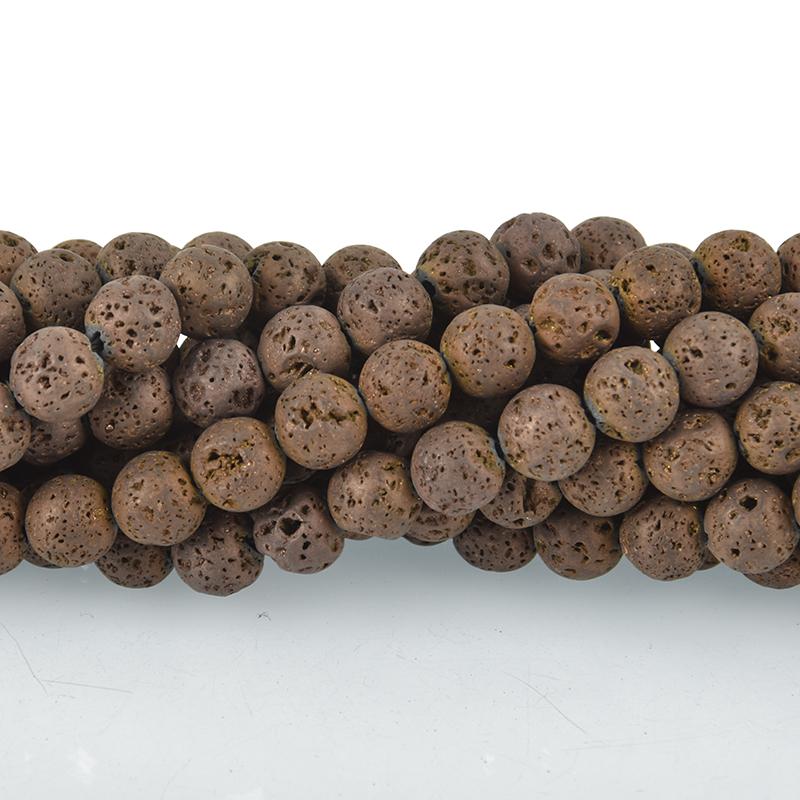 8mm LAVA Beads BROWN Aromatherapy Beads, Perfume Diffuser Essential Oil full strand 47 beads gem0145