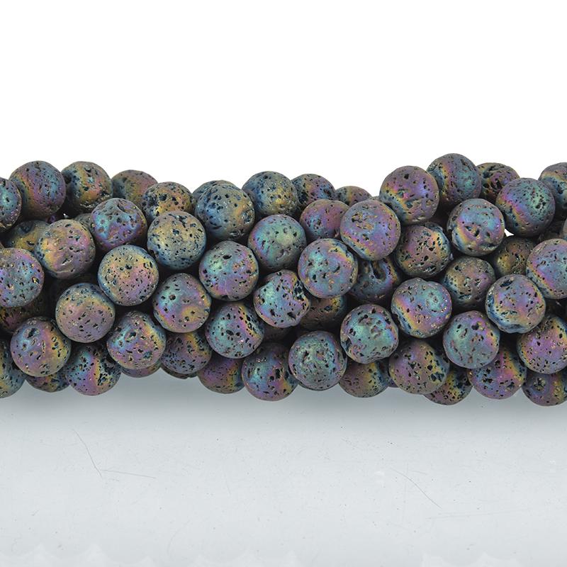 8mm LAVA Beads PURPLE Iris Aromatherapy Beads, Perfume Diffuser Essential Oil full strand 47 beads gem0146