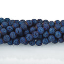 8mm LAVA Beads DARK BLUE Iris Aromatherapy Beads, Perfume Diffuser Essential Oil full strand 47 beads gem0147