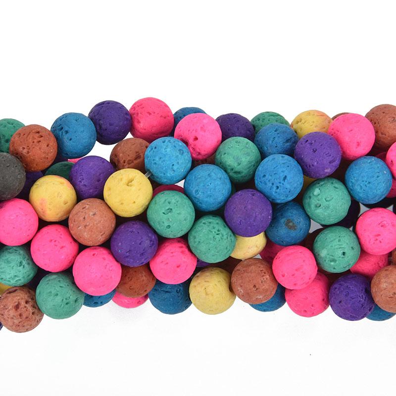 8mm Round LAVA Beads, Mixed Colors Aromatherapy Beads Perfume Diffuser Beads, Essential Oil Beads, full strand, gem0151