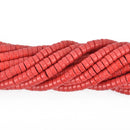 4mm HEISHI Beads, Howlite RED Rondelle Beads, trade beads, full strand gem0160