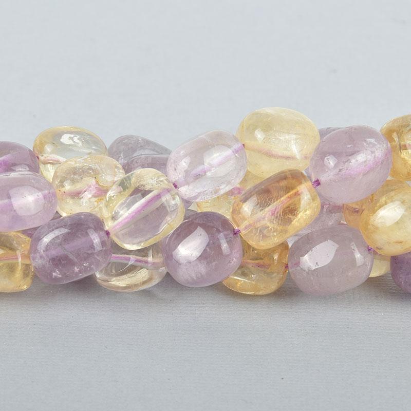 14mm AMETRINE Nugget Beads, Amethyst and Citrine Natural Gemstone Beads, full strand, about 26-28 beads, gem0179