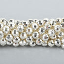 8mm Hematite Round Beads, BRIGHT SILVER Plated Gemstone Beads, faceted, full strand, gem0185