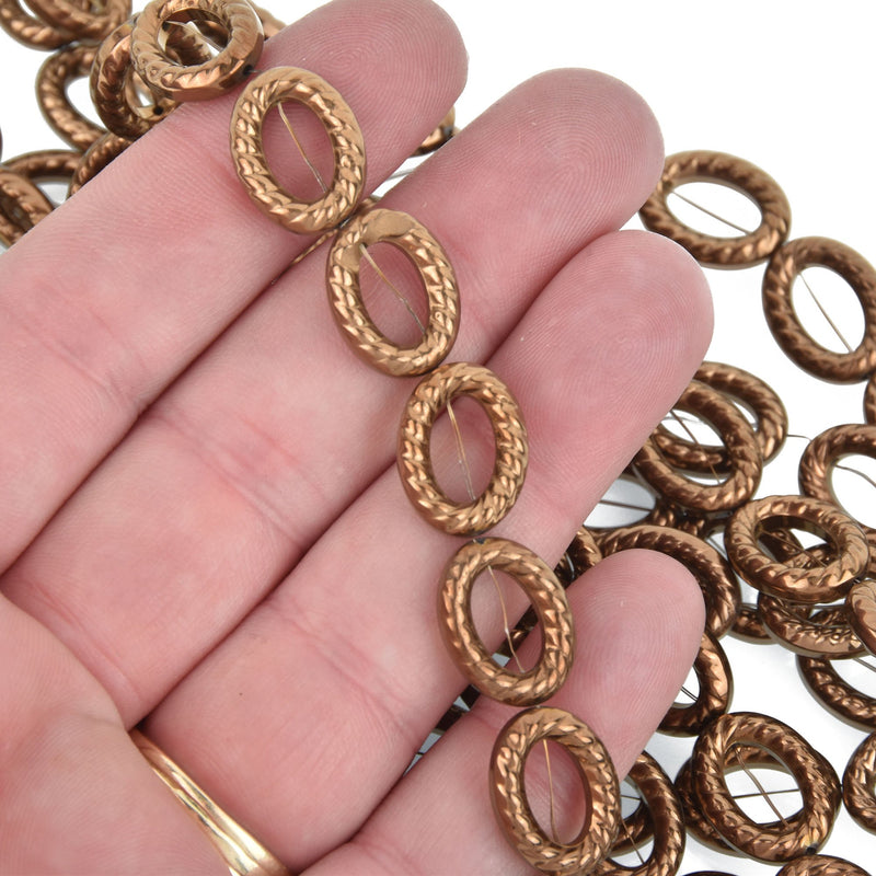 16mm Bronze Oval Hematite Beads full strand 24 beads gem0189