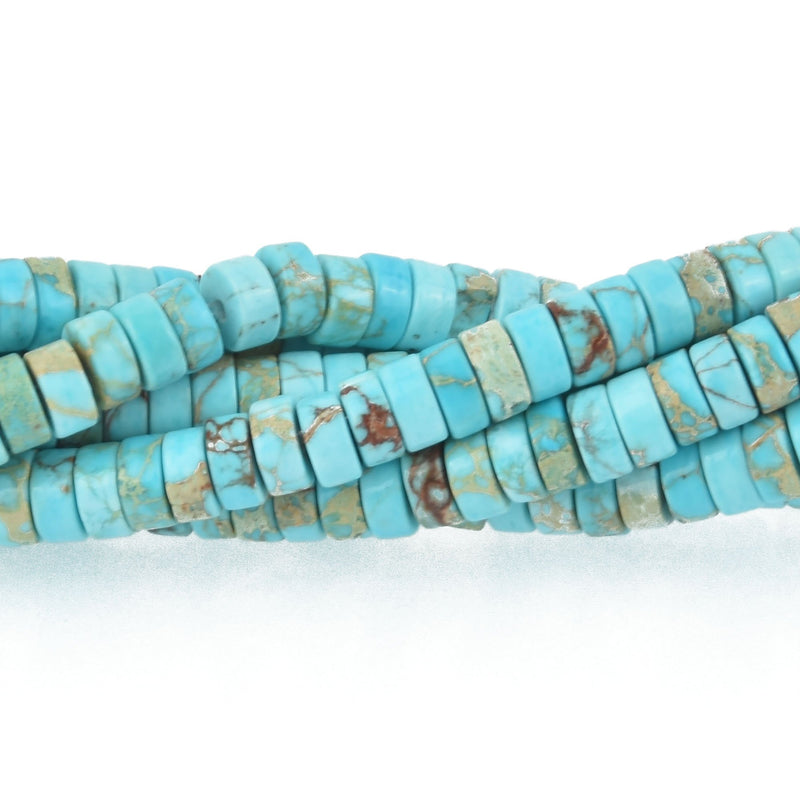 4mm Turquoise Blue Heishi Beads AQUA TERRA JASPER Rondelle Gemstone full strand gem0192