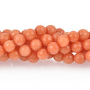 6mm Round Tangerine Jade Gemstone Beads, Peach Orange faceted full strand gem0196