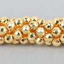 8mm Hematite Round Beads, BRIGHT GOLD Gemstone faceted, full strand gem0197