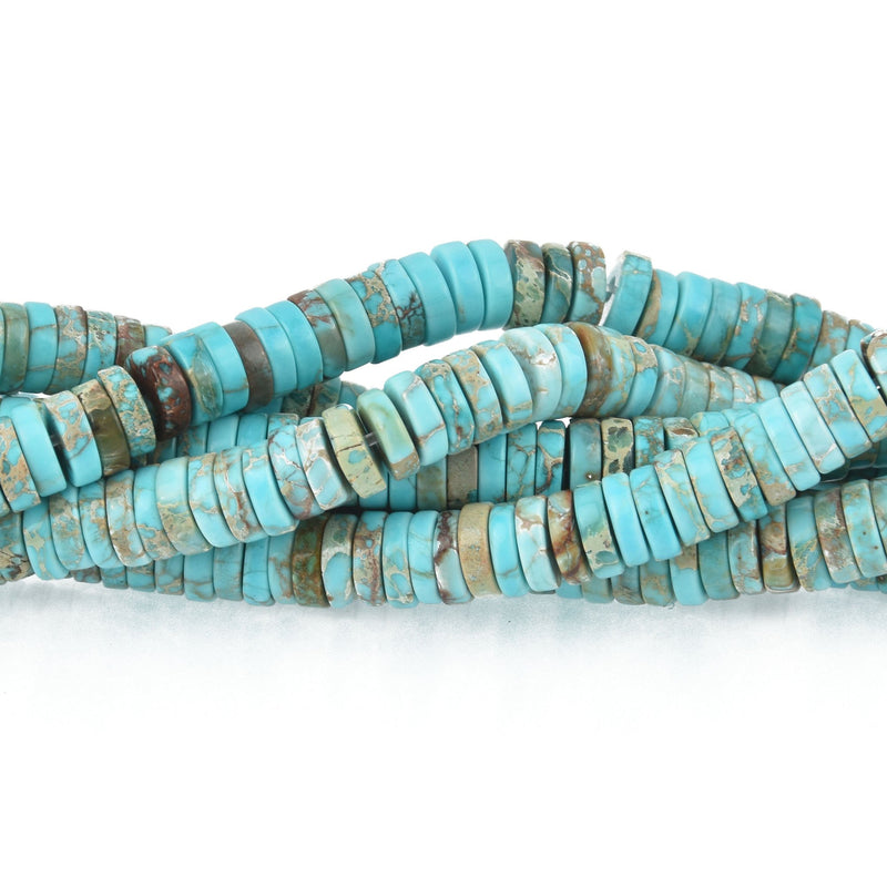 6mm Turquoise Blue Heishi Beads AQUA TERRA JASPER Rondelle Gemstone full strand gem0198