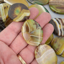 40mm Green Agate OVAL Beads Gemstone Banded Agate full strand gem0200
