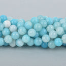 12mm Round Agate Beads TURQUOISE BLUE Faceted Gemstone full strand gem0204