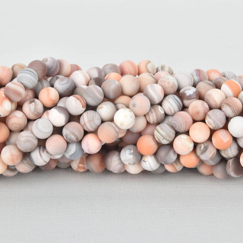 8mm Pink BOTSWANA AGATE Round Beads MATTE Natural Gemstone, 47 beads, gem0216