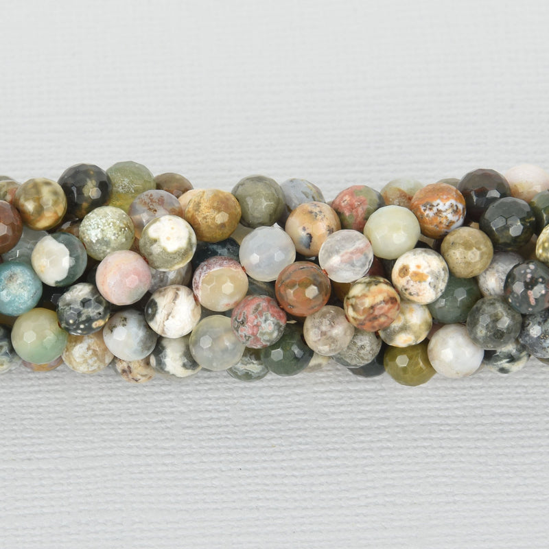 8mm OCEAN JASPER Round Beads faceted natural gemstone, full strand, about 48 beads, gem0217