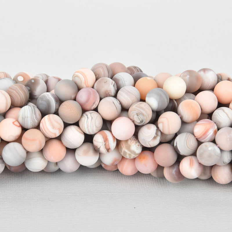 10mm Pink BOTSWANA AGATE Round Beads MATTE Natural Gemstone, 38 beads, gem0220