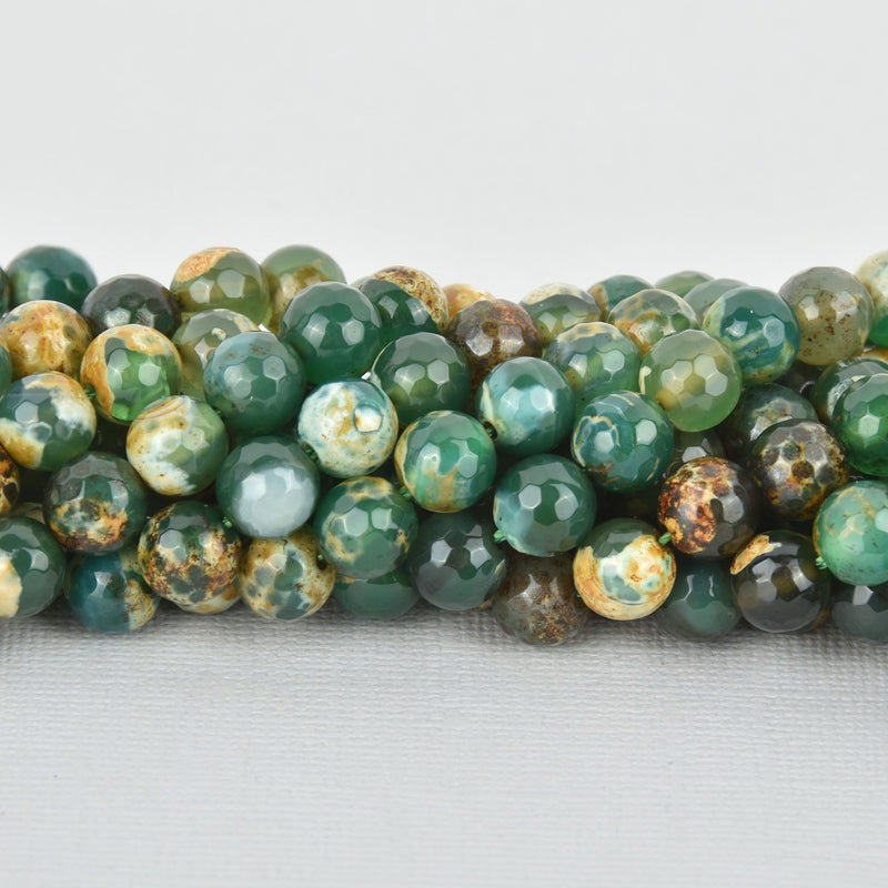8mm Green Agate Beads, FACETED Gemstone EMERALD CITY full strand, 48 beads, gem0222