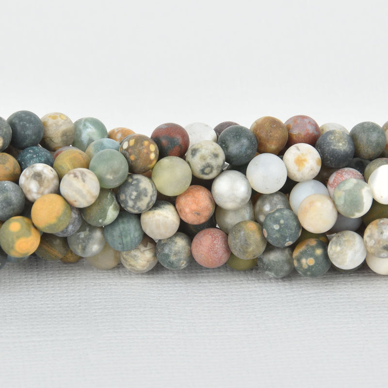 6mm OCEAN JASPER Round Beads MATTE smooth natural gemstone, full strand, about 64 beads, gem0225