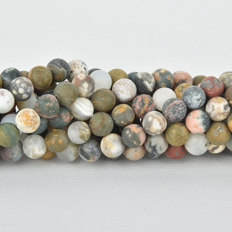 8mm OCEAN JASPER Round Beads MATTE smooth natural gemstone, full strand, about 48 beads, gem0226