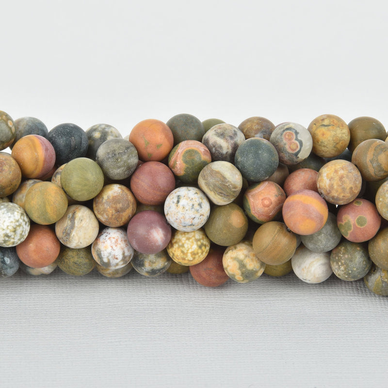 10mm OCEAN JASPER Round Beads MATTE smooth natural gemstone, full strand, about 38 beads, gem0227