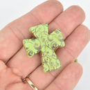 1 Laser Engraved GREEN Howlite Cross 36mm Pendant Beads, 1-3/8" Gem0241