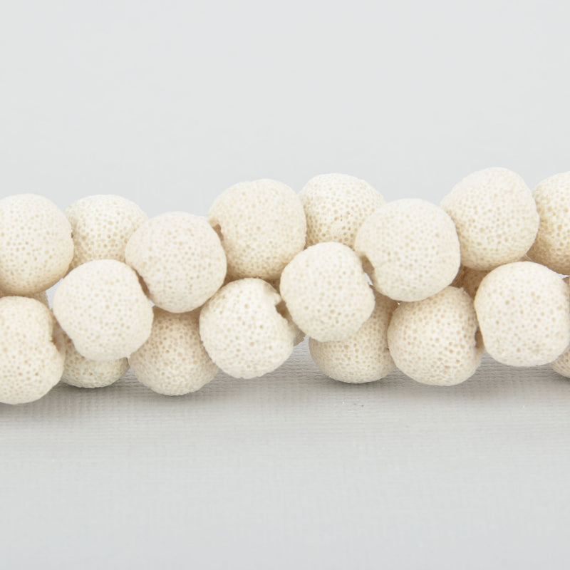 14mm White LAVA Beads, Round Perfume Diffuser Beads, Essential Oil Beads, full strand, about 34 beads, gem0244