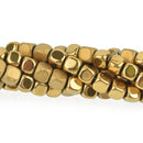 4mm Hematite Cube Beads, GOLD Gemstone full strand Gem0251