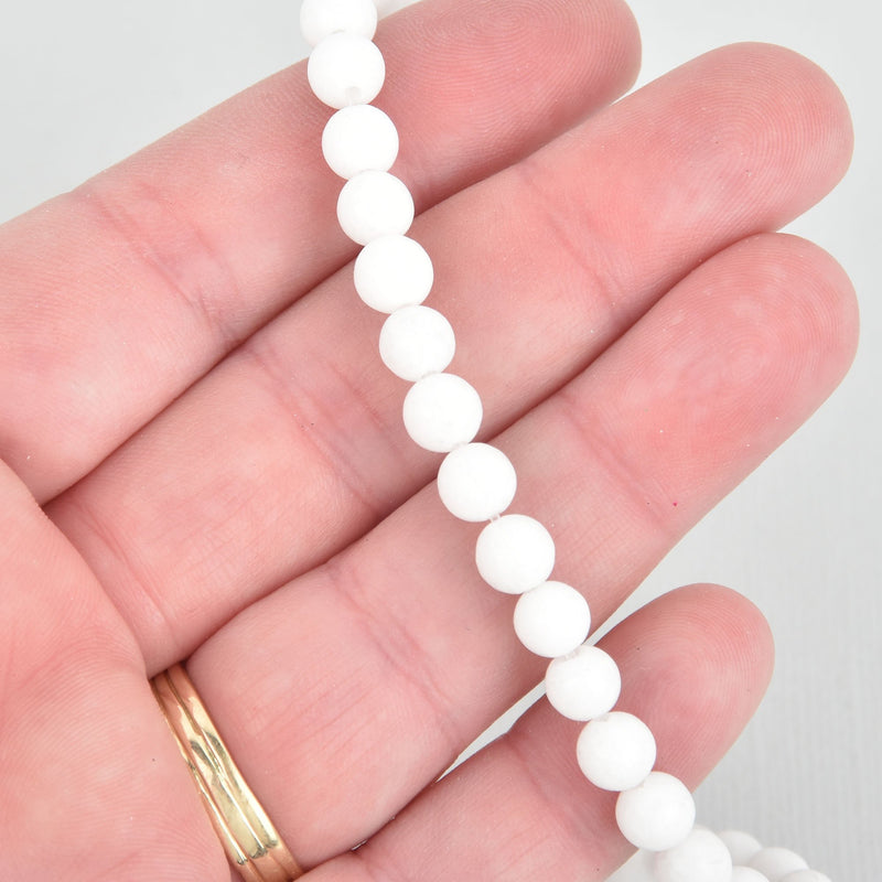 6mm Round WHITE JADE Gemstone Beads, smooth, full strand x62 beads, gem0260