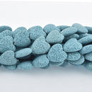 20mm Blue LAVA Stone HEART Beads full strand gem0262