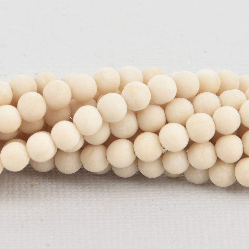 4mm Matte CREAM River Stone Jasper Beads, Smooth Round Gemstone strand 87 beads gem0266