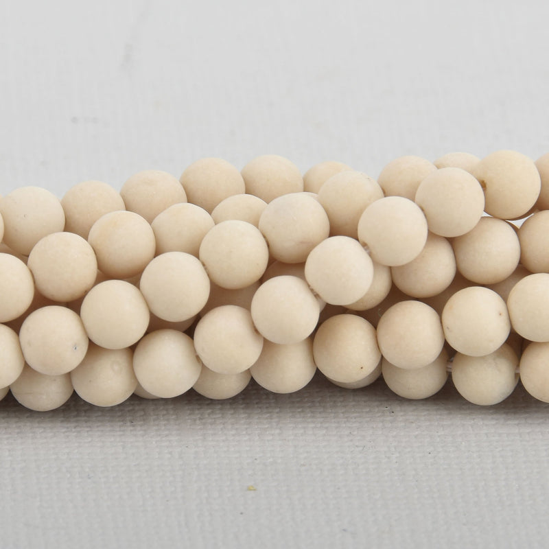 6mm Matte CREAM River Stone Jasper Beads, Smooth Round Gemstone strand 67 beads gem0267