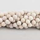 14mm Matte CREAM River Stone Jasper Beads, Smooth Round Gemstone strand 28 beads gem0271