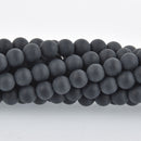 6mm Round MATTE BLACK ONYX Beads, frosted, full strand, about 65 beads, gem0284