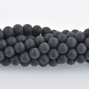8mm Round MATTE BLACK ONYX Beads, frosted, full strand, about 49 beads, gem0285