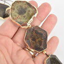 2 GREEN GARNET Gemstone Beads Slab Gold Bezel 35mm-40mm gem0303