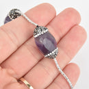 2 Amethyst Gemstone Beads, Barrel Micro Pave Faceted Rhinestone 25mm gem0306
