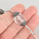 2 Quartz Gemstone Beads, Barrel Micro Pave Faceted Rhinestone 25mm gem0311