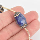 2 Lapis Lazuli Gemstone Beads, Blue Barrel Micro Pave Faceted Rhinestone 25mm gem0312