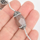 2 Sunstone Gemstone Beads, Barrel Micro Pave Faceted Rhinestone 25mm gem0313