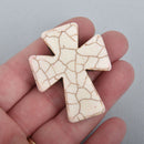 1 Large 50mm Howlite Cross Bead WHITE Maltese CROSS gem0334a
