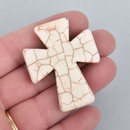 50mm Howlite Cross Bead WHITE Maltese CROSS, 1 strand, gem0334b