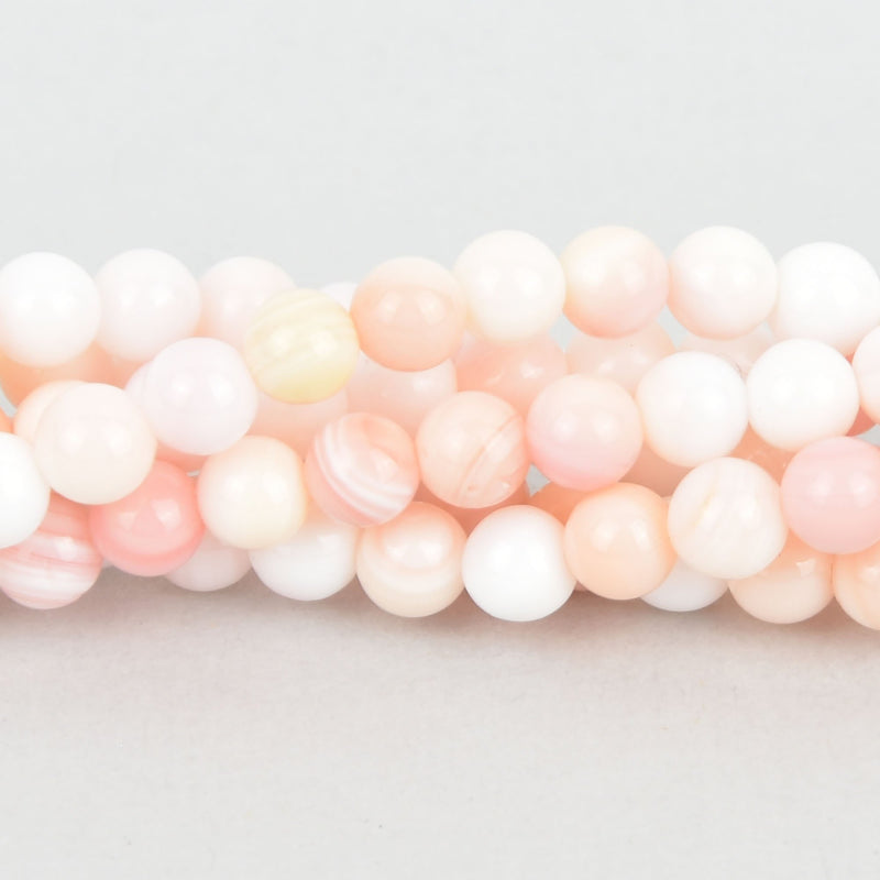 4mm Round PINK CONCH SHELL Beads, strand, 100 beads, gem0337