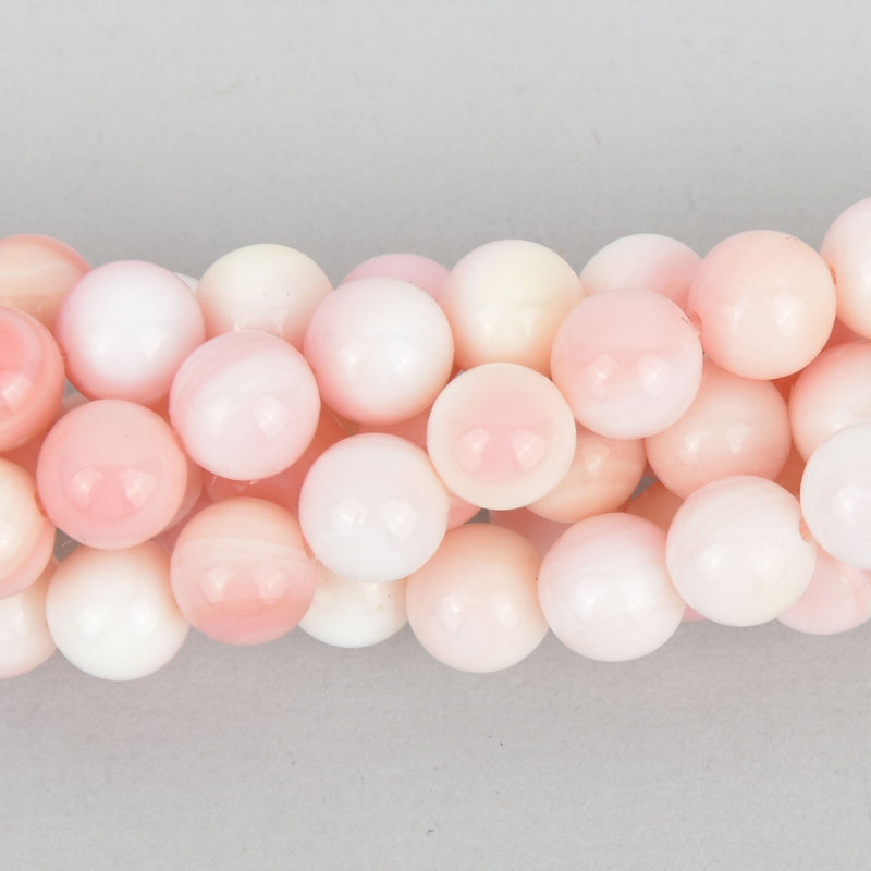 10mm Round PINK CONCH SHELL Beads, strand, 40 beads, gem0338