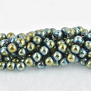 10mm Round BLUE GOLD HEMATITE Gemstone Beads Half Matte full strand gem0341