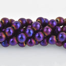 10mm Round PURPLE HEMATITE Gemstone Beads Half Matte full strand gem0342