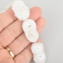 2 White DOUBLE EYE Druzy Beads, Natural Quartz, Cross Section of Stalactite, 25mm to 30mm gem0346