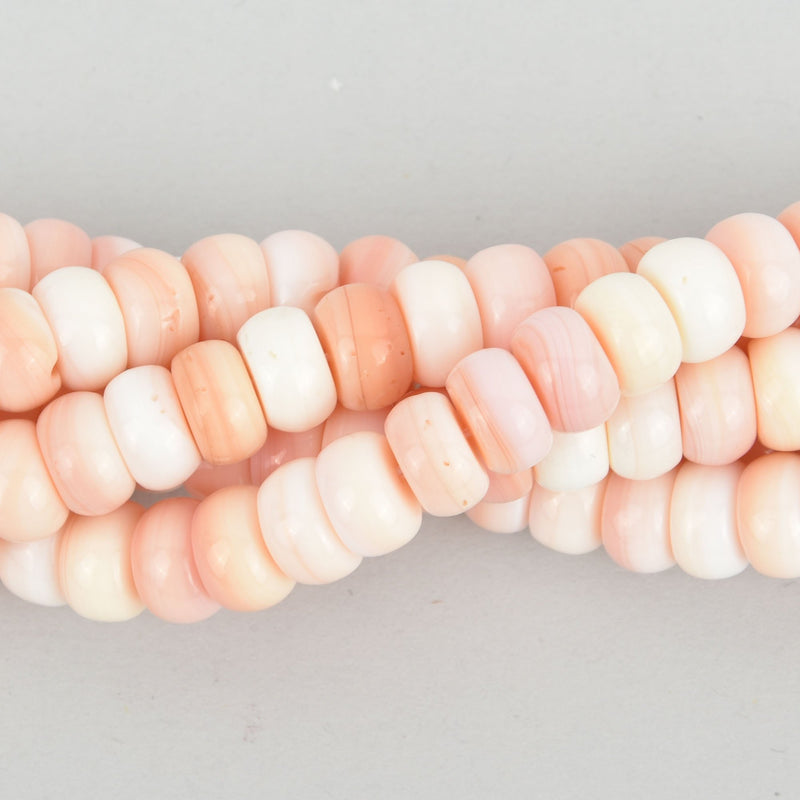 8mm Rondelle PINK CONCH SHELL Beads, strand, 85 beads, gem0358